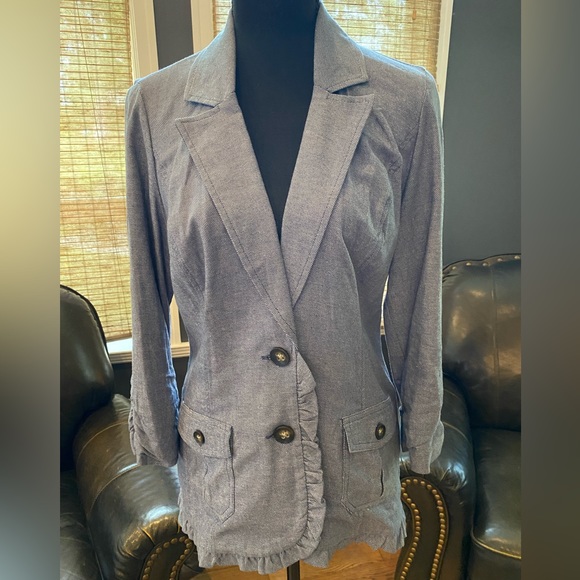 Maunces Ruffle Trim Jacket Women's Medium - Picture 1 of 8